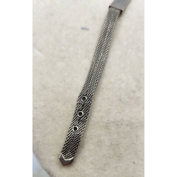 Vintage Silver Tone Mesh Bracelet With Engraved "Louise" Plate & Adjustable Buck - Picture 3 of 6